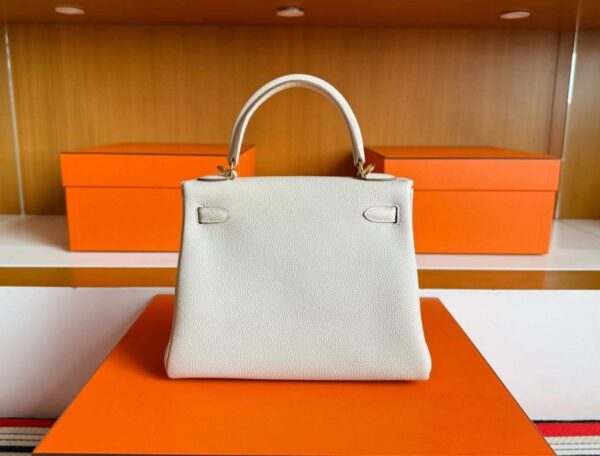 H Factory Bags Kelly Togo Leather Cream White Gold Hardware 25cm Full Handmade