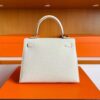 H Factory Bags Kelly Epsom Leather Cream White Silver Hardware 25cm Full Handmade