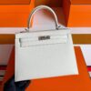 H Factory Bags Kelly Epsom Leather Cream White Silver Hardware 25cm Full Handmade