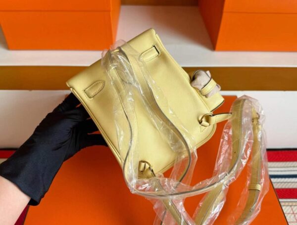 H Factory Bags Kelly Jump Swift Leather Lemon Yellow Gold Hardware 14.5cm Full Handmade