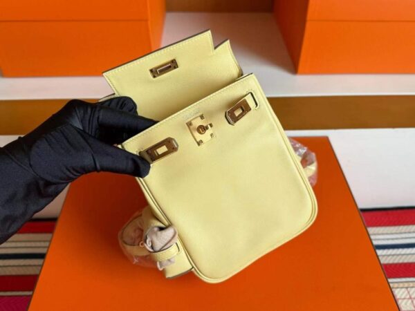 H Factory Bags Kelly Jump Swift Leather Lemon Yellow Gold Hardware 14.5cm Full Handmade