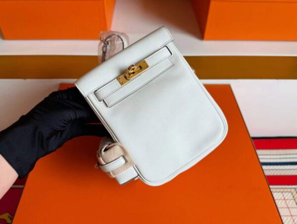 H Factory Bags Kelly Jump Swift Leather Cream White Gold Hardware 14.5cm Full Handmade