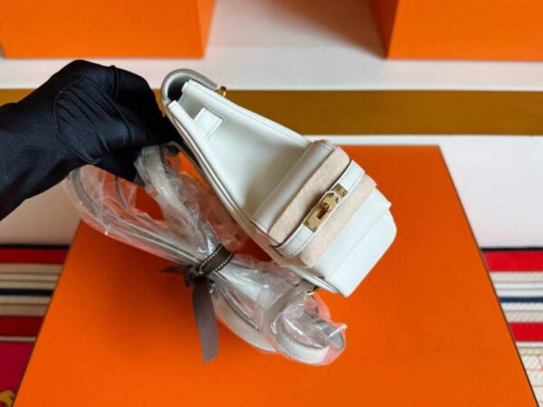 H Factory Bags Kelly Jump Swift Leather Cream White Gold Hardware 14.5cm Full Handmade