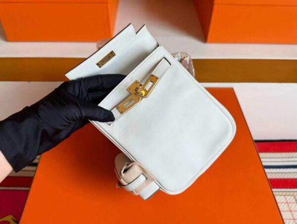 H Factory Bags Kelly Jump Swift Leather Cream White Gold Hardware 14.5cm Full Handmade