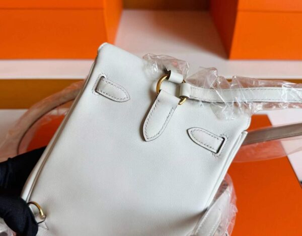H Factory Bags Kelly Jump Swift Leather Cream White Gold Hardware 14.5cm Full Handmade