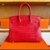 H Factory Bags Birkin Matte Alligator Crocodile Ferrari Red Gold Hardware 30cm Full Handmade