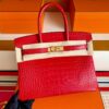 H Factory Bags Birkin Matte Alligator Crocodile Ferrari Red Gold Hardware 30cm Full Handmade