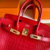 H Factory Bags Birkin Matte Alligator Crocodile Ferrari Red Gold Hardware 30cm Full Handmade