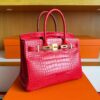 H Factory Bags Birkin Matte Alligator Crocodile Ferrari Red Gold Hardware 30cm Full Handmade