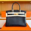 H Factory Bags Birkin Matte Alligator Crocodile Deep Blue Gold Hardware 30cm Full Handmade