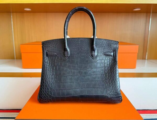 H Factory Bags Birkin Matte Alligator Crocodile Deep Blue Gold Hardware 30cm Full Handmade