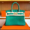 H Factory Bags Birkin Matte Porosus Crocodile Bamboo Green Gold Hardware 30cm Full Handmade