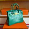 H Factory Bags Birkin Matte Porosus Crocodile Bamboo Green Gold Hardware 30cm Full Handmade