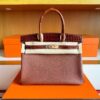 H Factory Bags Birkin Touch Chever & Shiny Niloticus Crocodile Tea & Brown Gold Hardware 30cm Full Handmade