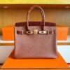 H Factory Bags Birkin Touch Chever & Shiny Niloticus Crocodile Tea & Brown Gold Hardware 30cm Full Handmade