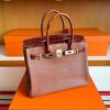 H Factory Bags Birkin Touch Chever & Shiny Niloticus Crocodile Tea & Brown Gold Hardware 30cm Full Handmade