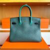 H Factory Bags Birkin Touch Chever & Shiny Alligator Crocodile Gem Green Silver Hardware 30cm Full Handmade