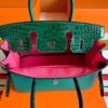 H Factory Bags Birkin Touch Chever & Shiny Alligator Crocodile Gem Green Silver Hardware 30cm Full Handmade