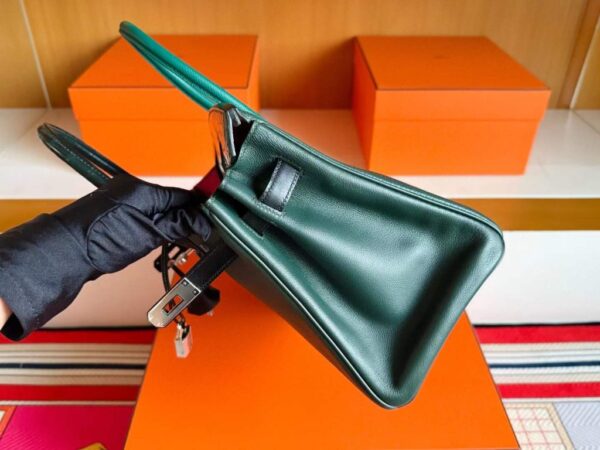 H Factory Bags Birkin Touch Chever & Shiny Alligator Crocodile Gem Green Silver Hardware 30cm Full Handmade