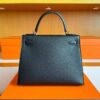 H Factory Bags Kelly Epsom Leather CK89 Black Silver Hardware 28cm Full Handmade
