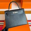 H Factory Bags Kelly Epsom Leather CK89 Black Silver Hardware 28cm Full Handmade