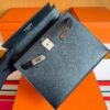 H Factory Bags Kelly Epsom Leather CK89 Black Silver Hardware 28cm Full Handmade