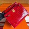 H Factory Bags Kelly Shiny Niloticus Crocodile Ferrari Red Gold Hardware 28cm Full Handmade
