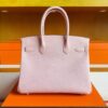 H Factory Bags Birkin Epsom Leather 3Q Cristal Pink Silver Hardware 30cm Full Handmade