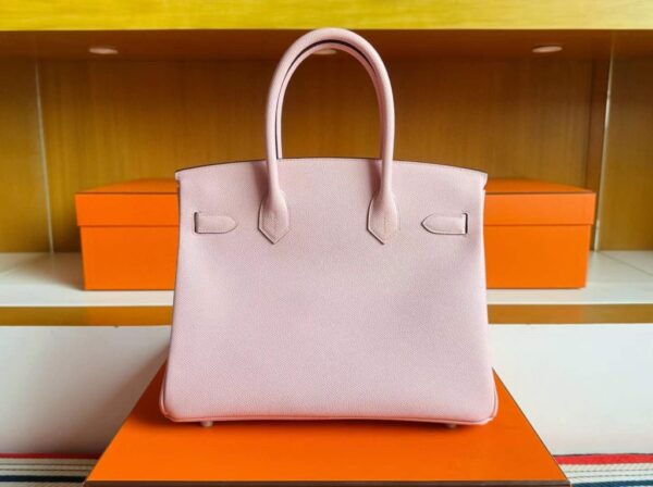 H Factory Bags Birkin Epsom Leather 3Q Cristal Pink Silver Hardware 30cm Full Handmade