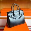 H Factory Bags Birkin Shiny Box Leather CK89 Black Black Buckle 30cm Full Handmade