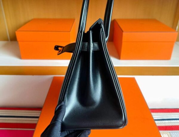 H Factory Bags Birkin Shiny Box Leather CK89 Black Black Buckle 30cm Full Handmade