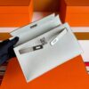 H Factory Bags Mini Kelly Pochette Swift Leather Cream Grey Silver Hardware 22cm Full Handmade