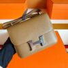 H Factory Bags Constance Epsom Leather Khaki Brown Silver Hardware 18cm Full Handmade