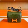 H Factory Bags Constance Shiny Alligator Crocodile Olive Green Gold Hardware 18cm Full Handmade