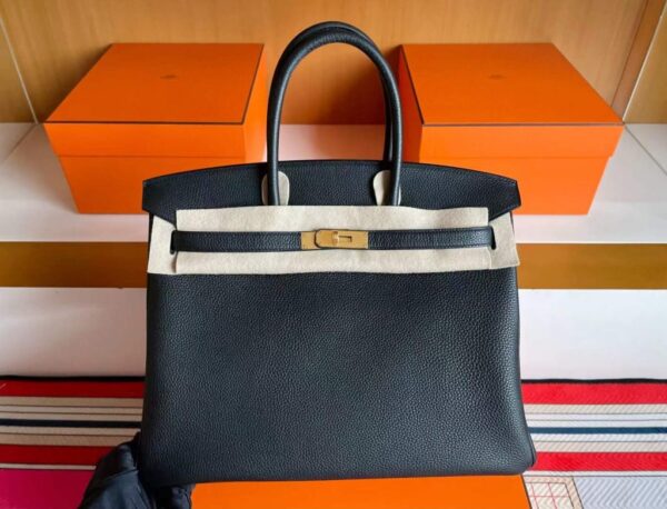 H Factory Bags Birkin Togo Leather CK89 Black Gold Hardware 35cm Full Handmade