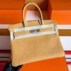 H Factory Bags Birkin Togo Leather Khaki Yellow Silver Hardware 30cm Full Handmade