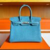 H Factory Bags Birkin Togo Leather Denim Blue Silver Hardware 30cm Full Handmade