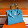 H Factory Bags Birkin Togo Leather Denim Blue Silver Hardware 30cm Full Handmade