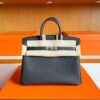 H Factory Bags Birkin Togo Leather Graphite Grey Silver Hardware 25cm Full Handmade