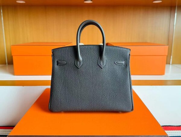 H Factory Bags Birkin Togo Leather Graphite Grey Silver Hardware 25cm Full Handmade