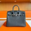 H Factory Bags Birkin Togo Leather Graphite Grey Silver Hardware 25cm Full Handmade