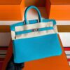 H Factory Bags Birkin Togo Leather Lake Blue Silver Hardware 25cm Full Handmade