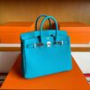 H Factory Bags Birkin Togo Leather Lake Blue Silver Hardware 25cm Full Handmade