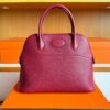 H Factory Bags Bolide Togo Leather Wine Red Silver Hardware 31cm Full Handmade