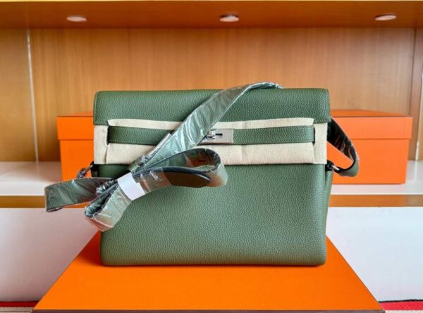 2025-12-24_093742_880-1024x760-1 H Factory Bags Kelly Messenger Togo Leather Olive Green Silver Hardware 32cm Full Handmade