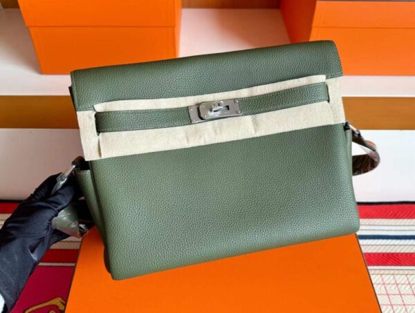2025-12-24_093747_449-1024x773-1 H Factory Bags Kelly Messenger Togo Leather Olive Green Silver Hardware 32cm Full Handmade