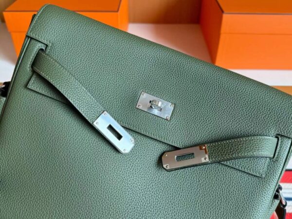 2025-12-24_093749_224-1024x768-1 H Factory Bags Kelly Messenger Togo Leather Olive Green Silver Hardware 32cm Full Handmade