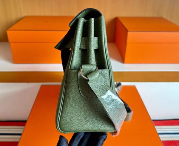 2025-12-24_093752_712-1024x832-1 H Factory Bags Kelly Messenger Togo Leather Olive Green Silver Hardware 32cm Full Handmade
