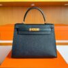 H Factory Bags Kelly Epsom Leather CK89 Black Gold Hardware 28cm Full Handmade