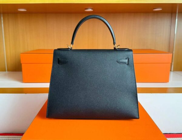 H Factory Bags Kelly Epsom Leather CK89 Black Gold Hardware 28cm Full Handmade